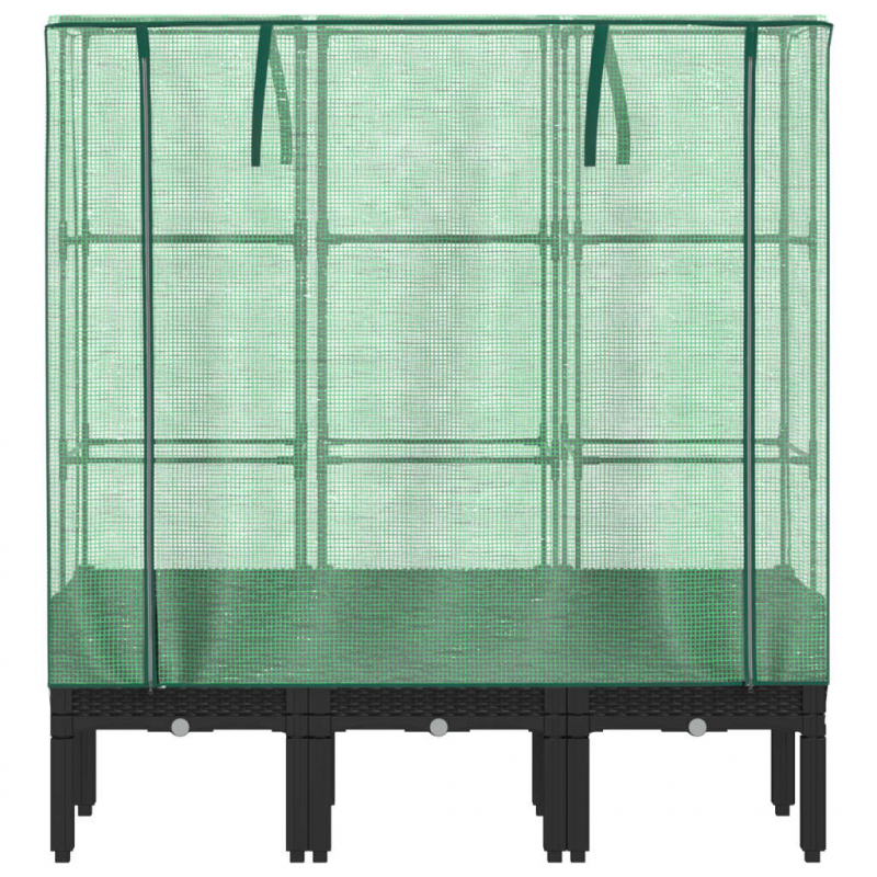 Hochbeet mit Gewächshaus-Aufsatz Rattan-Optik 120x40x140 cm
