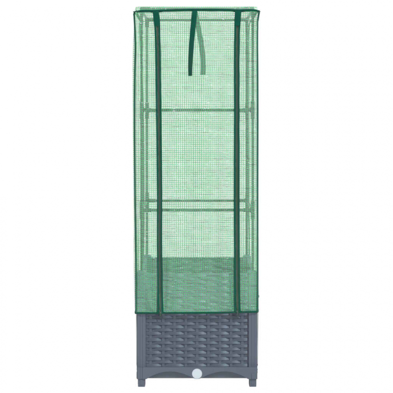 Hochbeet mit Gewächshaus-Aufsatz Rattan-Optik 40x40x139 cm