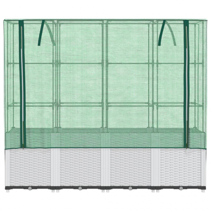 Hochbeet mit Gewächshaus-Aufsatz Rattan-Optik 160x40x153 cm