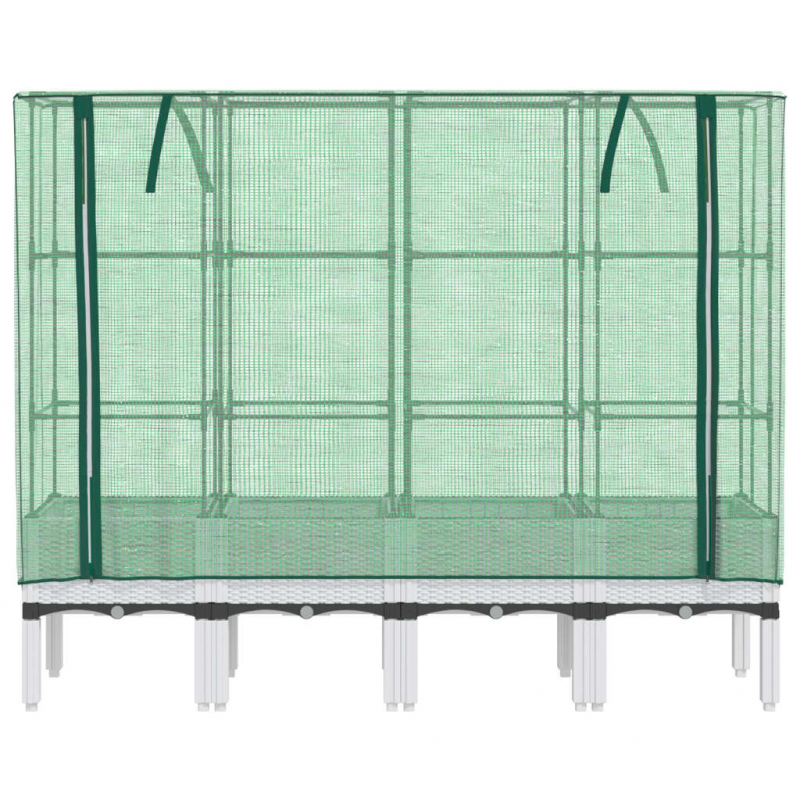 Hochbeet mit Gewächshaus-Aufsatz Rattan-Optik 160x40x140 cm