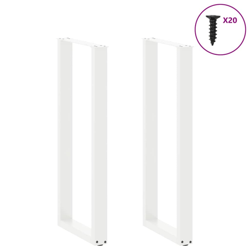 Couchtischbeine U-Form 2 Stk. Weiß 40x(110-111) cm Stahl