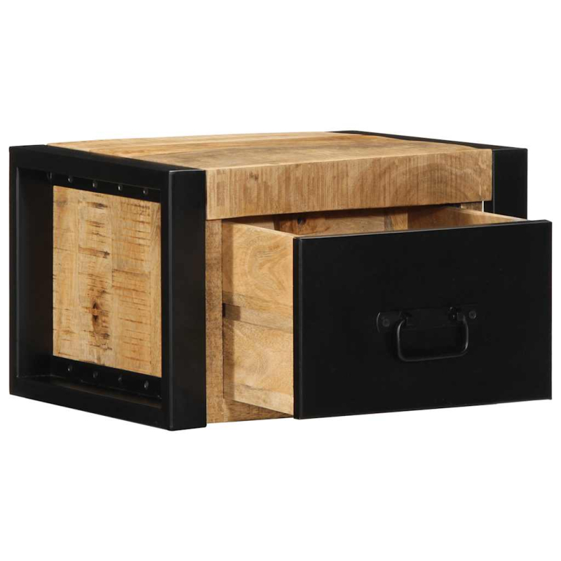 Nachttische 2 Stk. 40x35x25 cm Raues Mango-Massivholz