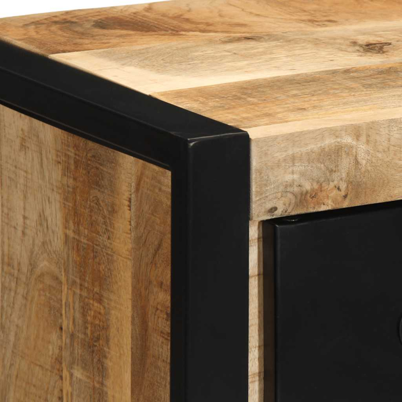 Nachttische 2 Stk. 40x35x40 cm Raues Mango-Massivholz