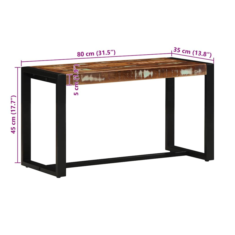Bank Mehrfarbig 80x35x45 cm Massivholz Altholz