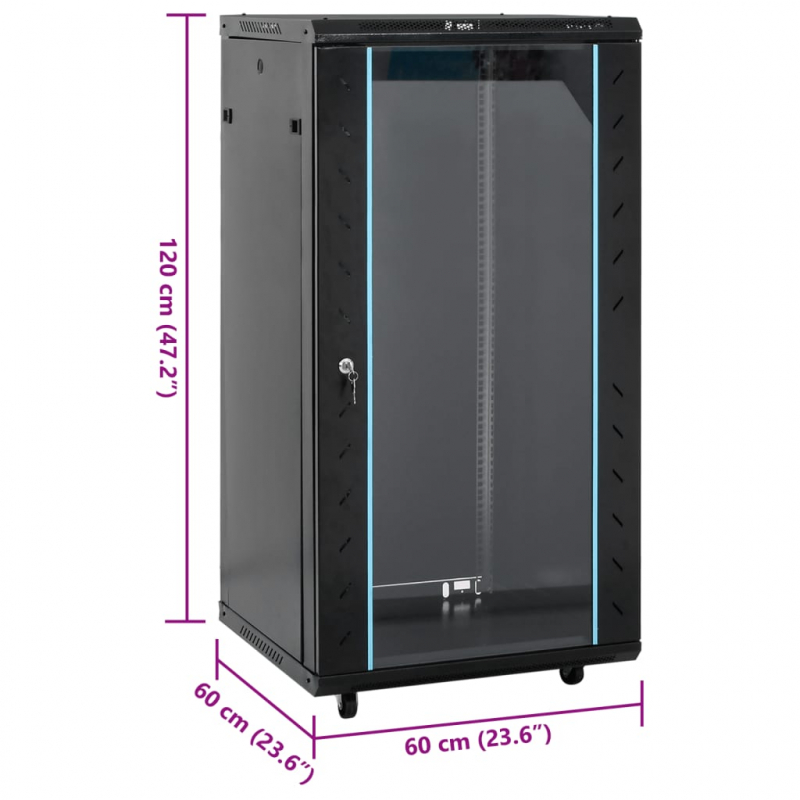 22U Netzwerkschrank 19 IP20 Schwarz 60x60x120 cm