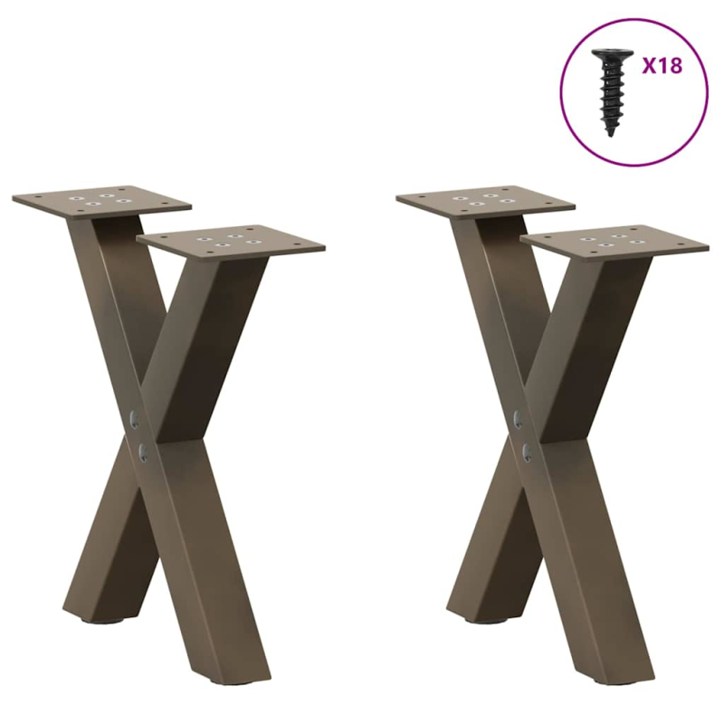 Couchtischbeine X-Form 2 Stk. Naturstahl 37x(30-31) cm Stahl