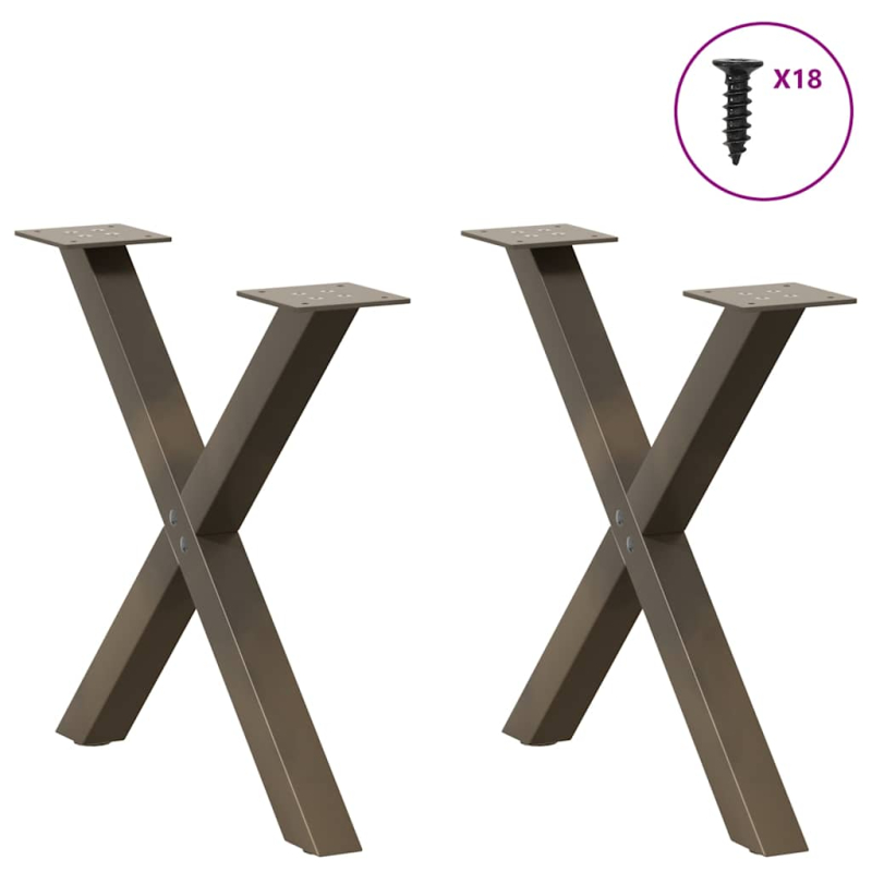 Couchtischbeine X-Form 2 Stk. Naturstahl 50x(42-43) cm Stahl