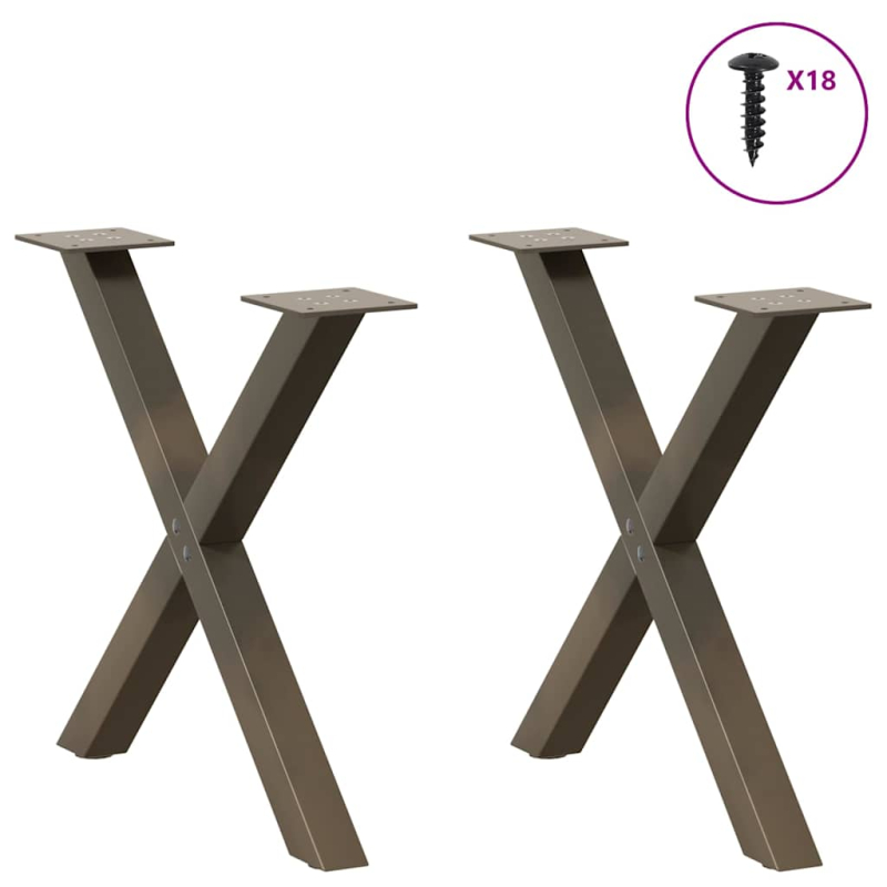 Couchtischbeine X-Form 2 Stk. Naturstahl 60x(42-43) cm Stahl
