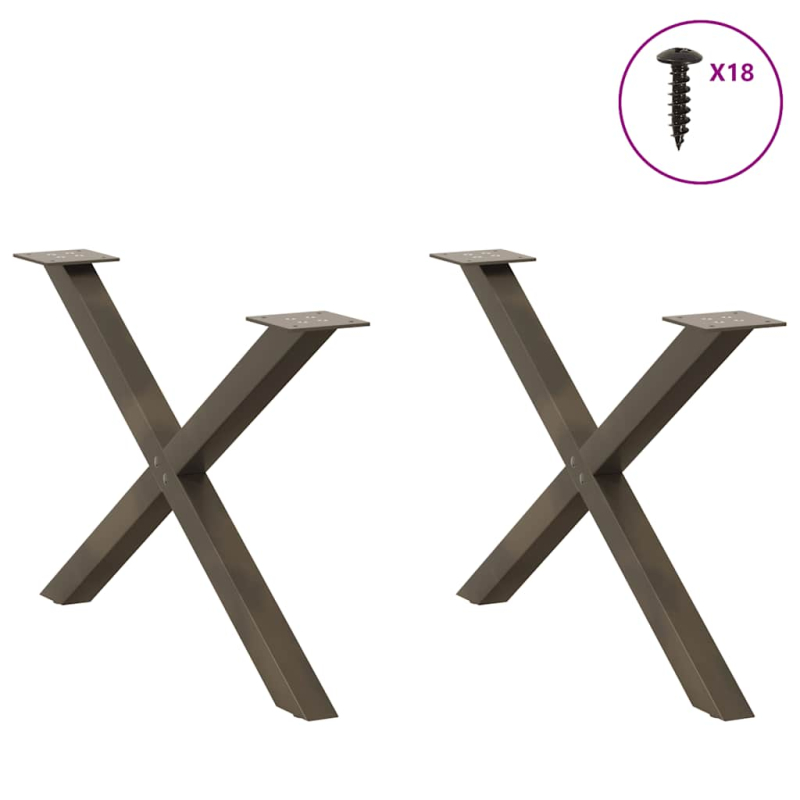 Couchtischbeine X-Form 2 Stk. Naturstahl 70x(42-43) cm Stahl