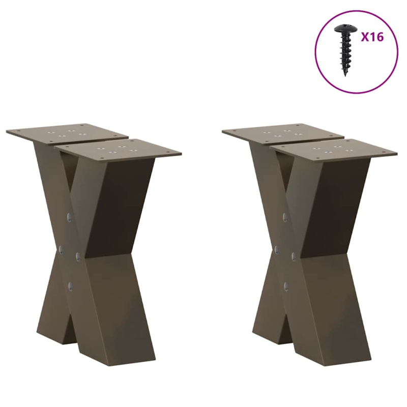 Couchtischbeine X-Form 2 Stk. Naturstahl 30x(30-31) cm Stahl
