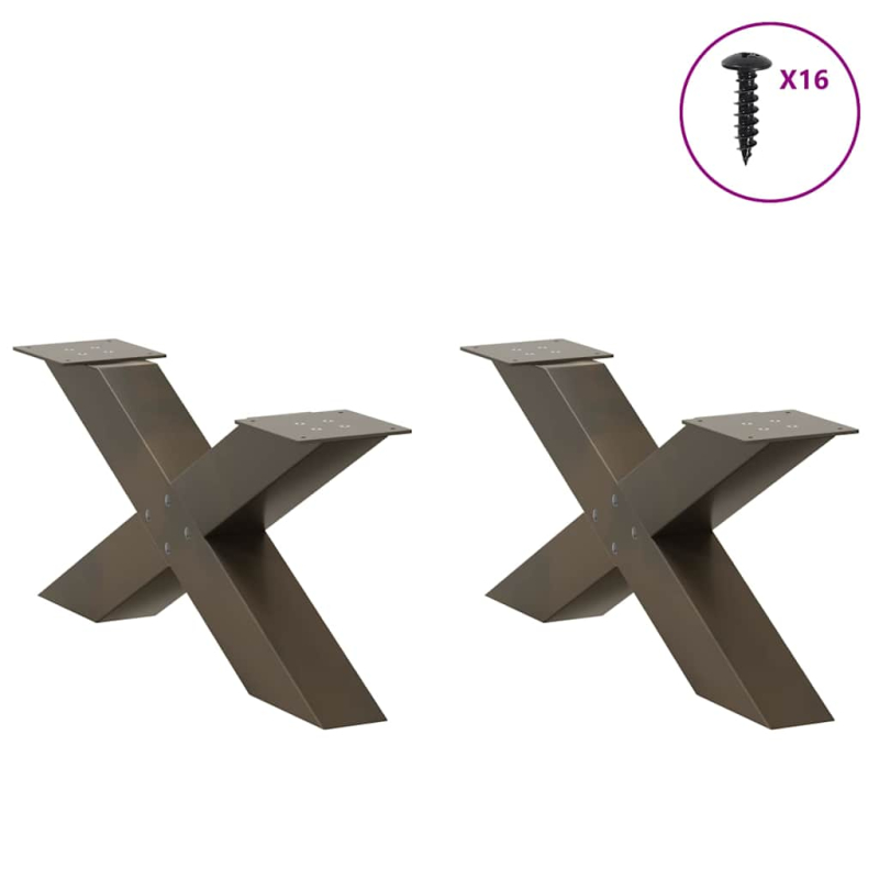 Couchtischbeine X-Form 2 Stk. Naturstahl 70x(30-31) cm Stahl