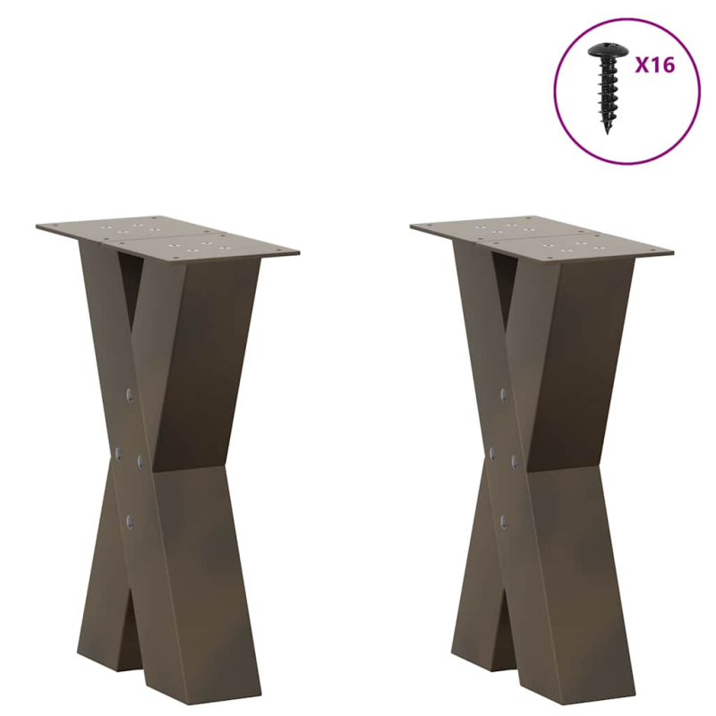 Couchtischbeine X-Form 2 Stk. Naturstahl 38x(42-43) cm Stahl