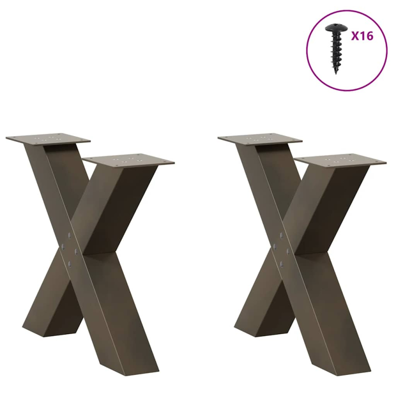 Couchtischbeine X-Form 2 Stk. Naturstahl 60x(42-43) cm Stahl