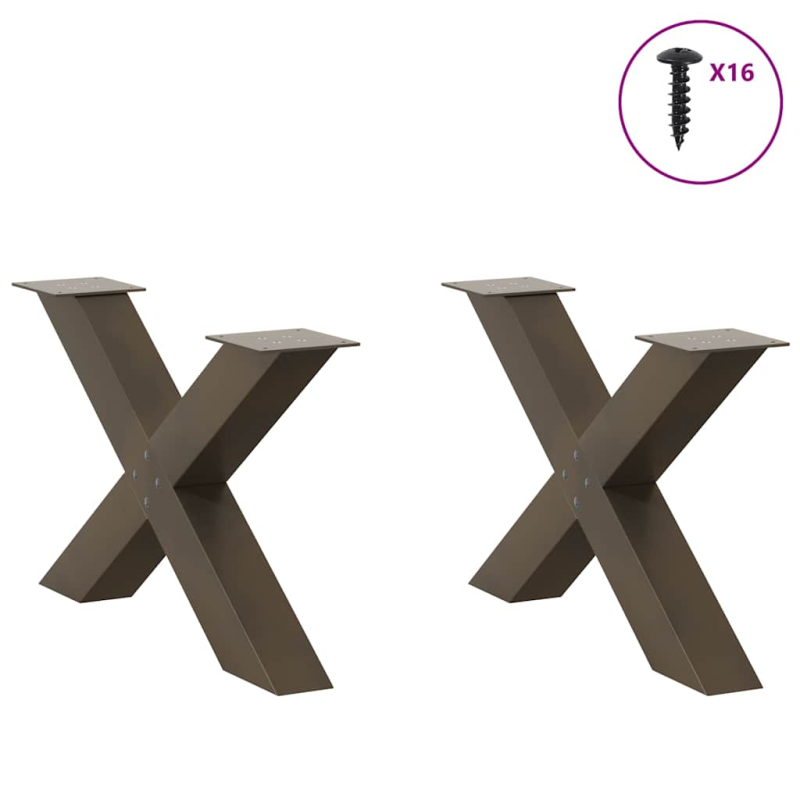 Couchtischbeine X-Form 2 Stk. Naturstahl 70x(42-43) cm Stahl