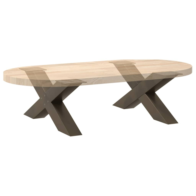 Couchtischbeine X-Form 2 Stk. Naturstahl 70x(42-43) cm Stahl