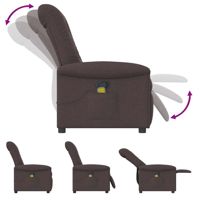 Massagesessel Dunkelbraun Stoff