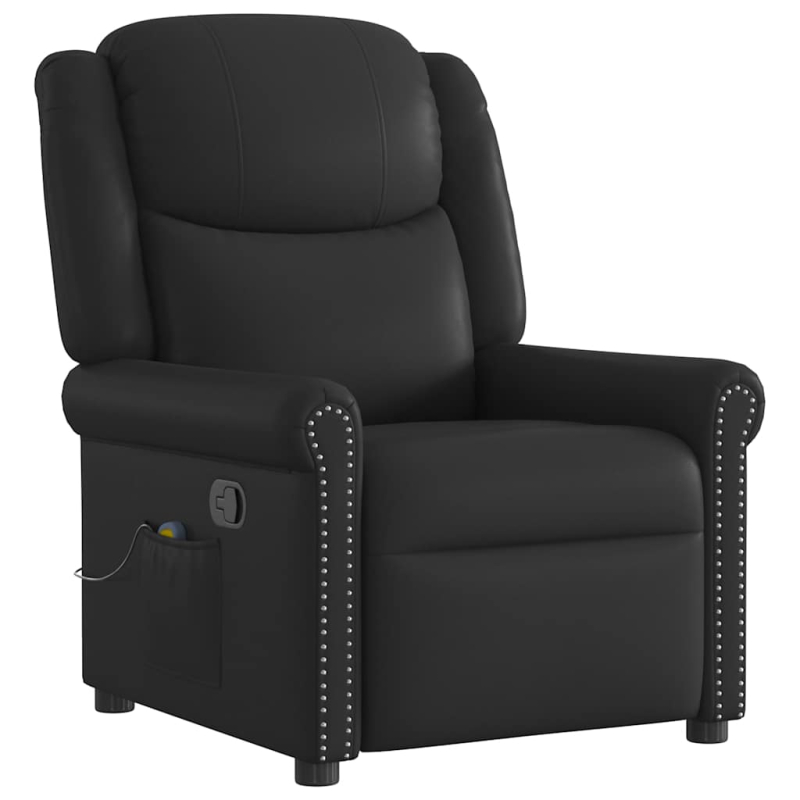 Massagesessel Schwarz Glänzendes Kunstleder