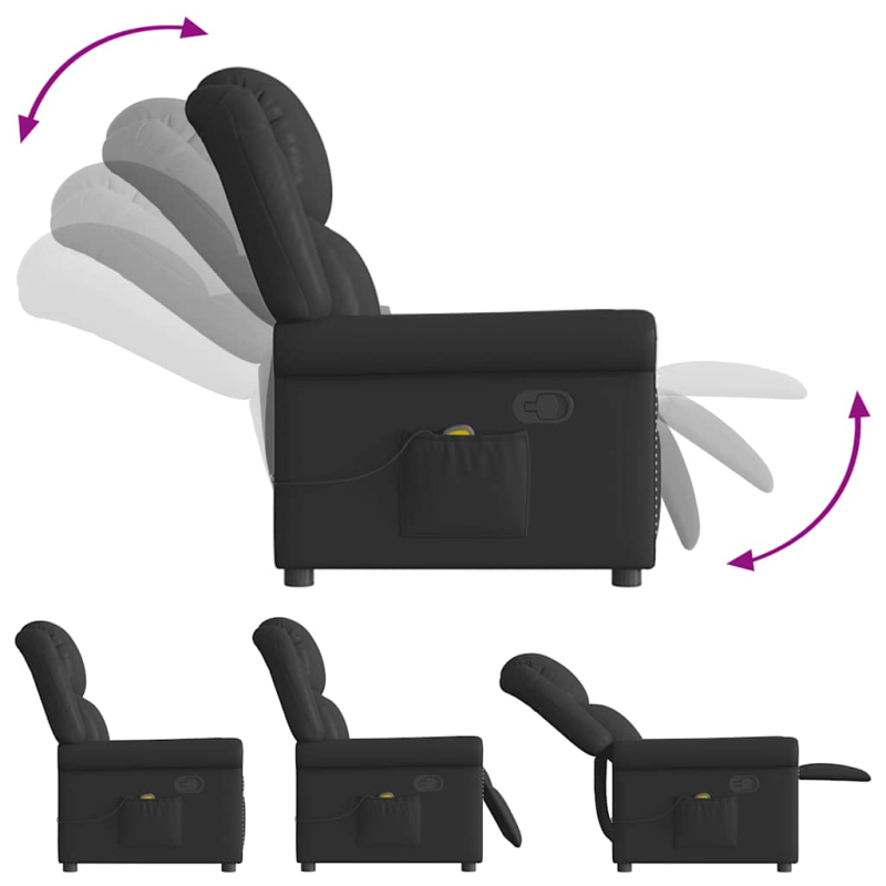 Massagesessel Schwarz Glänzendes Kunstleder