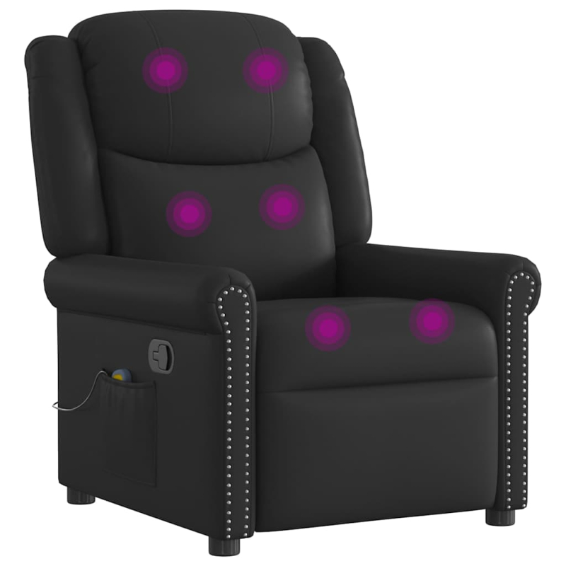 Massagesessel Schwarz Glänzendes Kunstleder