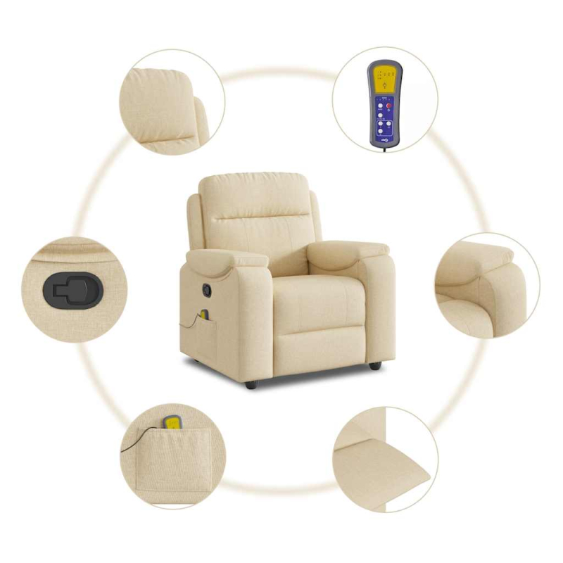 Massagesessel Creme Stoff