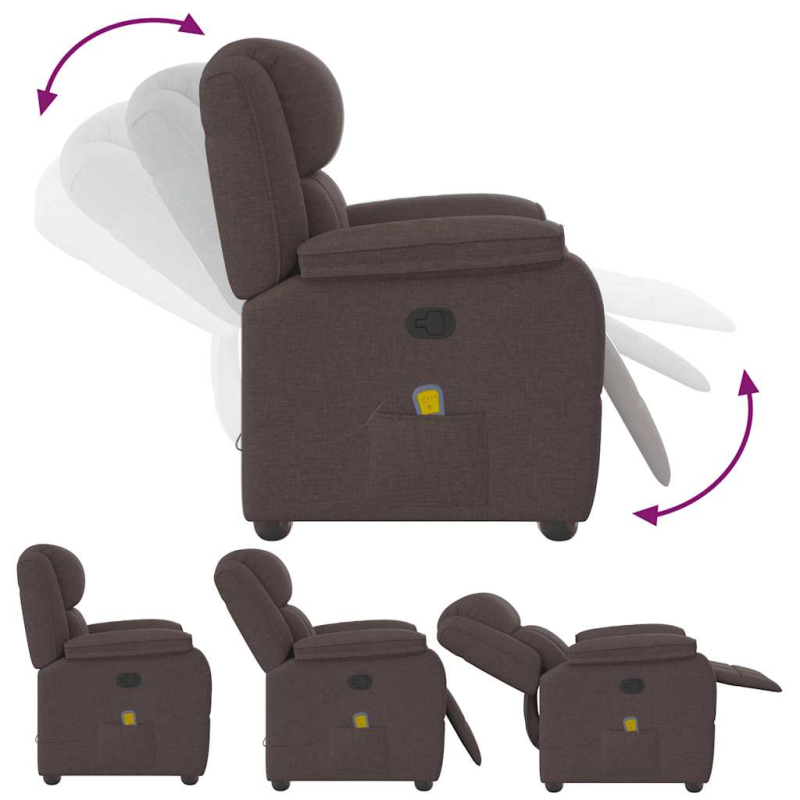 Massagesessel Dunkelbraun Stoff