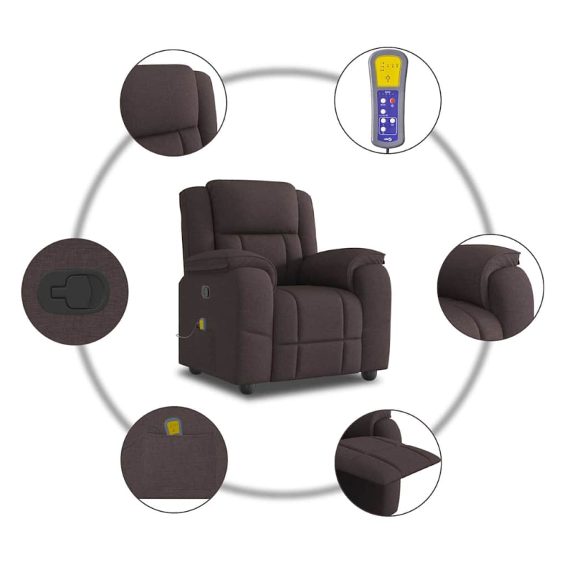 Massagesessel Dunkelbraun Stoff