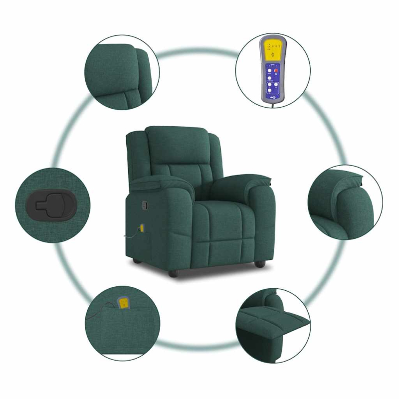 Massagesessel Dunkelgrün Stoff