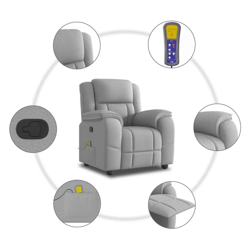 Massagesessel Wolkengrau Stoff