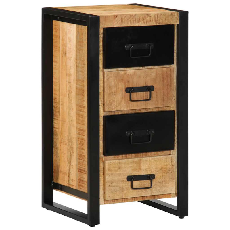 Schubladenschrank 40x40x75 cm Raues Massivholz Mango