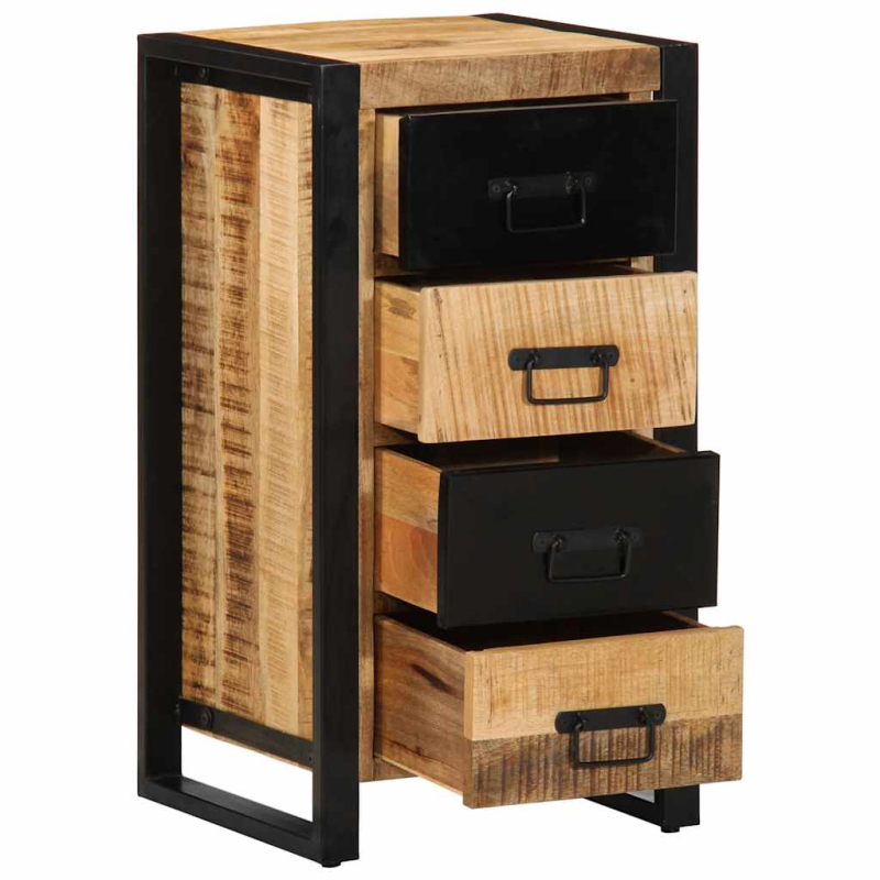 Schubladenschrank 40x40x75 cm Raues Massivholz Mango