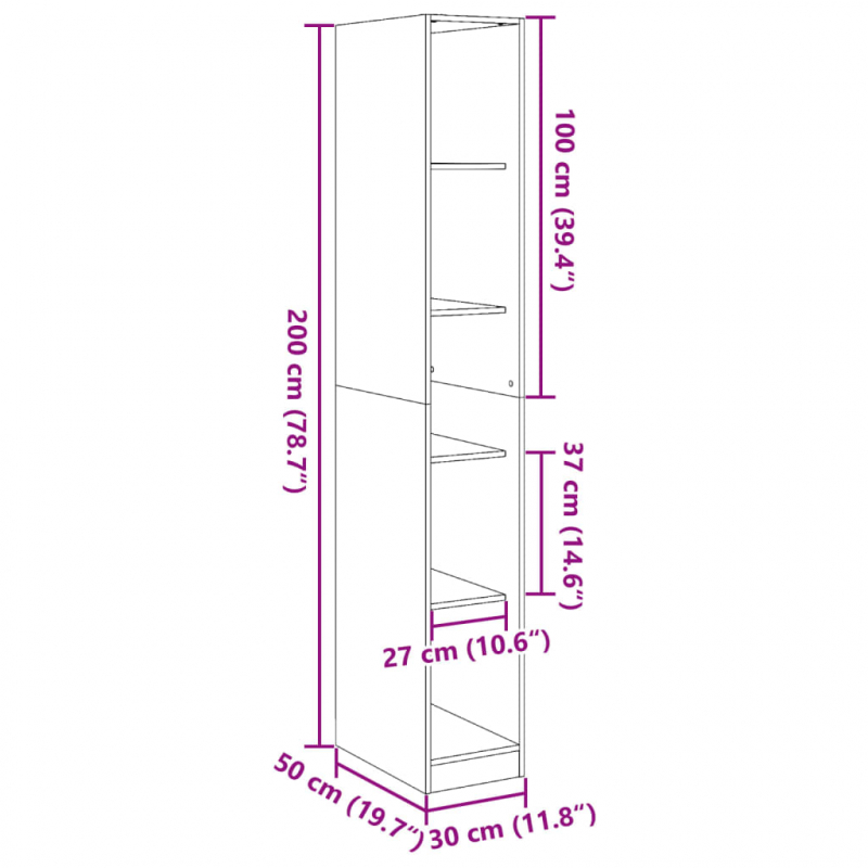 Kleiderschrank Braun Eichen-Optik 30x50x200 cm Holzwerkstoff