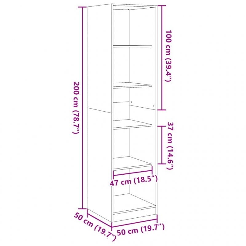 Kleiderschrank Grau Sonoma 50x50x200 cm Holzwerkstoff