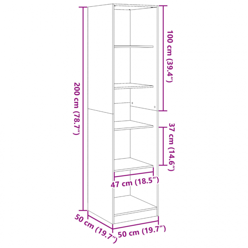 Kleiderschrank Braun Eichen-Optik 50x50x200 cm Holzwerkstoff
