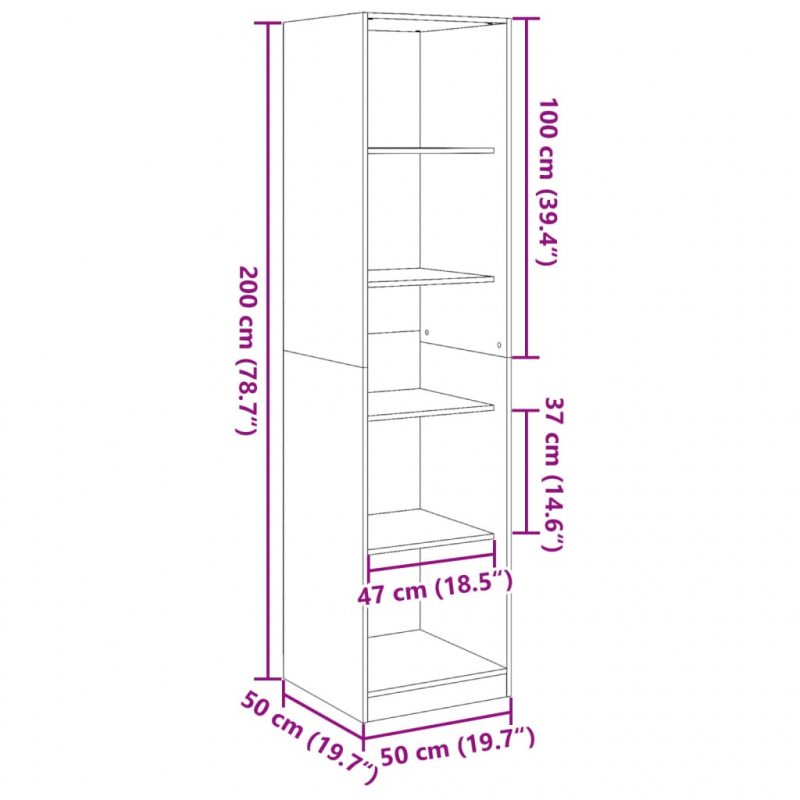 Kleiderschrank Altholz-Optik 50x50x200 cm Holzwerkstoff