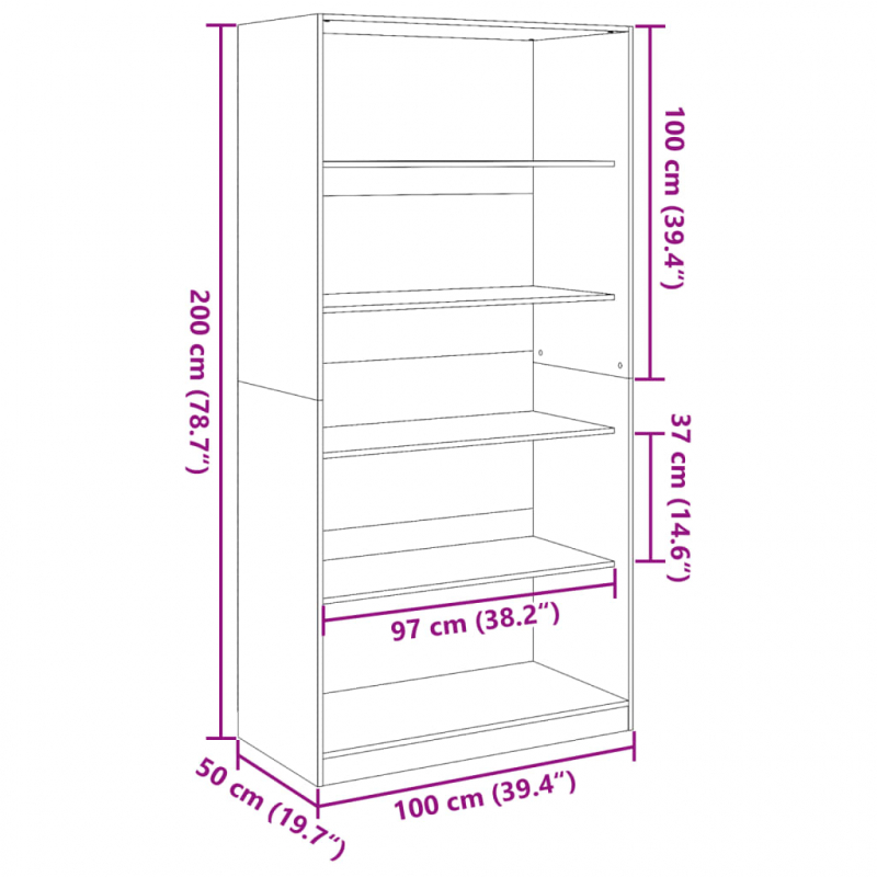 Kleiderschrank Räuchereiche 100x50x200 cm Holzwerkstoff