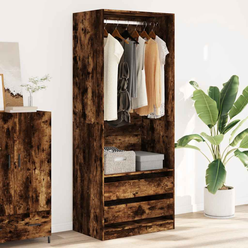 Kleiderschrank Räuchereiche 80x50x200 cm Holzwerkstoffs