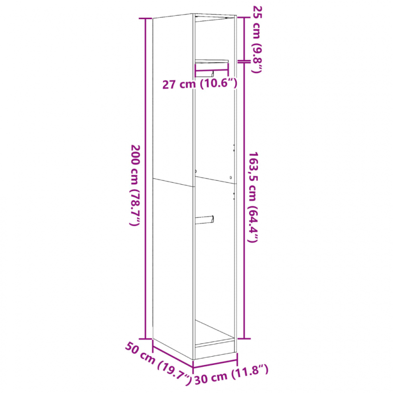 Kleiderschrank Grau Sonoma 30x50x200 cm Holzwerkstoff