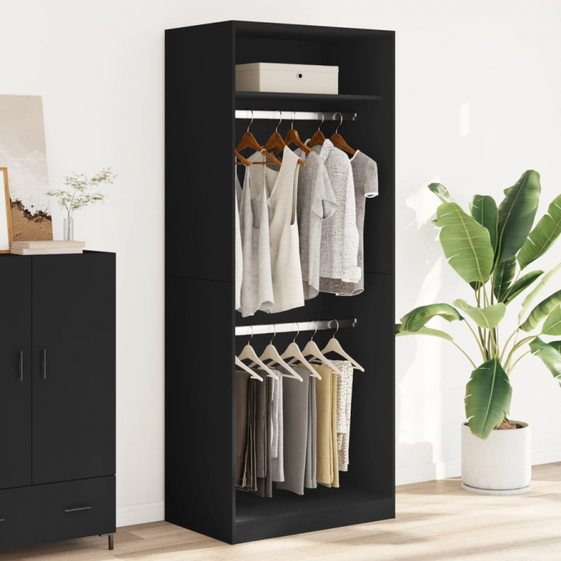 Kleiderschrank Schwarz 80x50x200 cm Holzwerkstoff