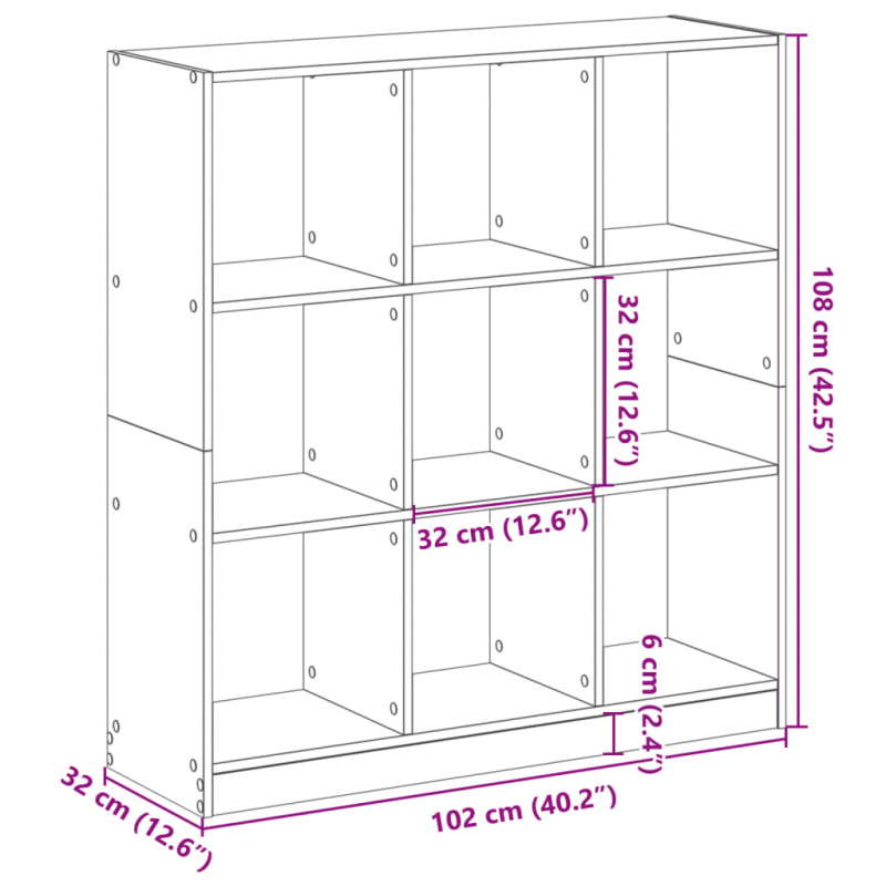 Bücherregal Braun Eichen-Optik 102x32x108 cm Holzwerkstoff