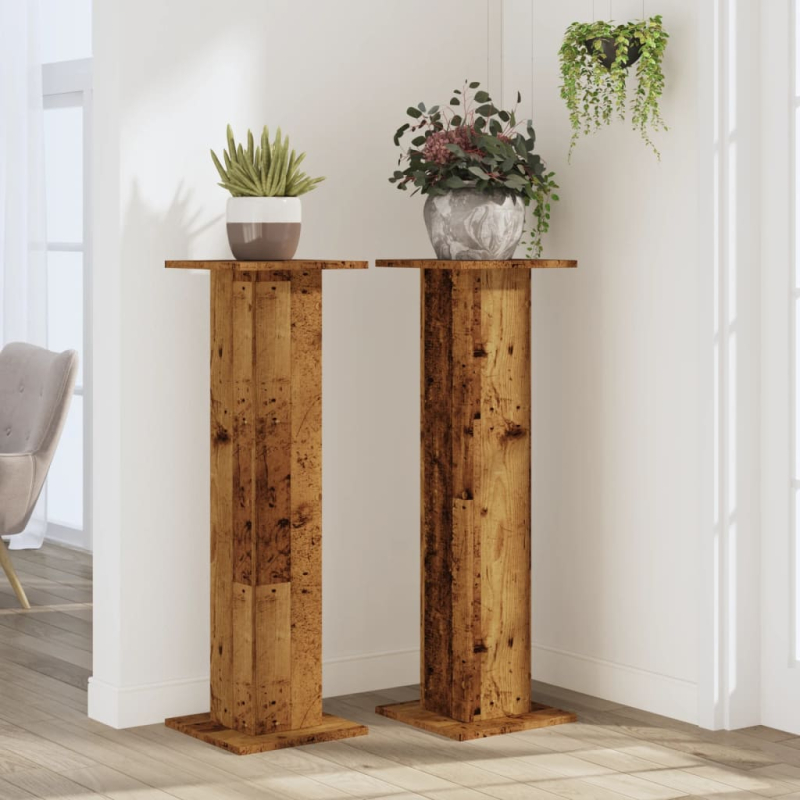 Pflanzenständer 2 Stk. Altholz-Optik 30x30x95 cm Holzwerkstoff