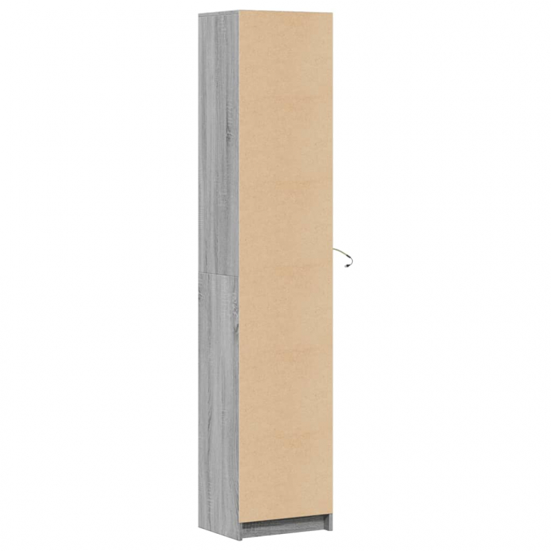 Highboard mit LED-Beleuchtung Grau Sonoma 41,5x32,5x200 cm