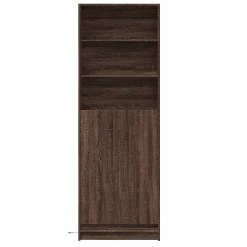Highboard mit LED-Beleuchtung Braun Eichen-Optik 69x32,5x200 cm