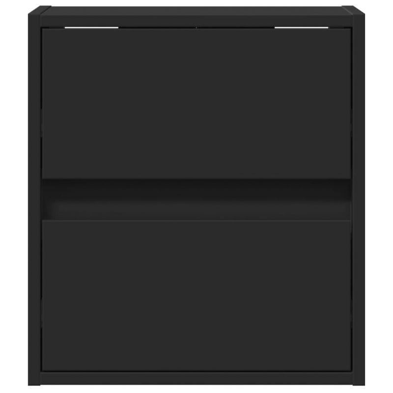 Wand-Nachttische mit LED-Leuchten 2 Stk. Schwarz