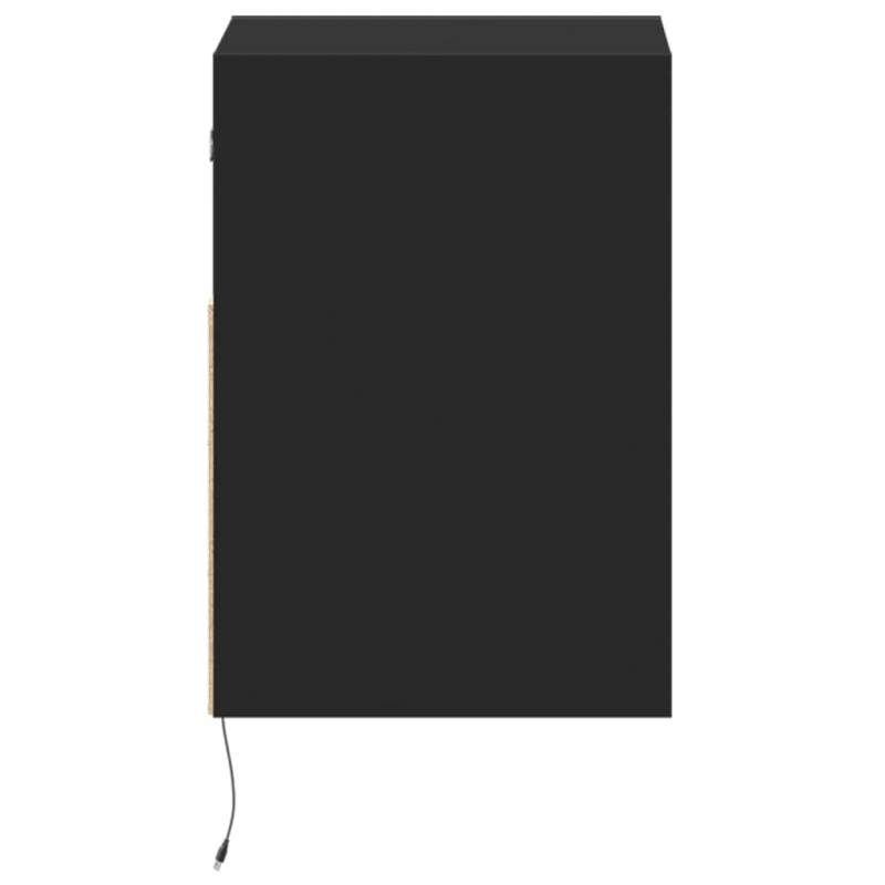 Wand-Nachttische mit LED-Leuchten 2 Stk. Schwarz
