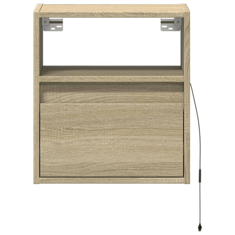 Wand-Nachttische mit LED-Leuchten 2 Stk. Sonoma-Eiche