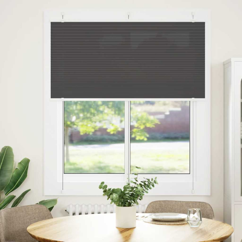 Plissee Schwarz 120x150 cm Stoffbreite 119,4 cm Polyester