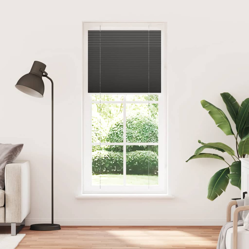 Plissee Schwarz 85x200 cm Stoffbreite 84,4 cm Polyester