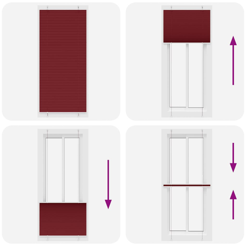 Plissee Bordeauxrot 95x200 cm Stoffbreite 94,4 cm Polyester