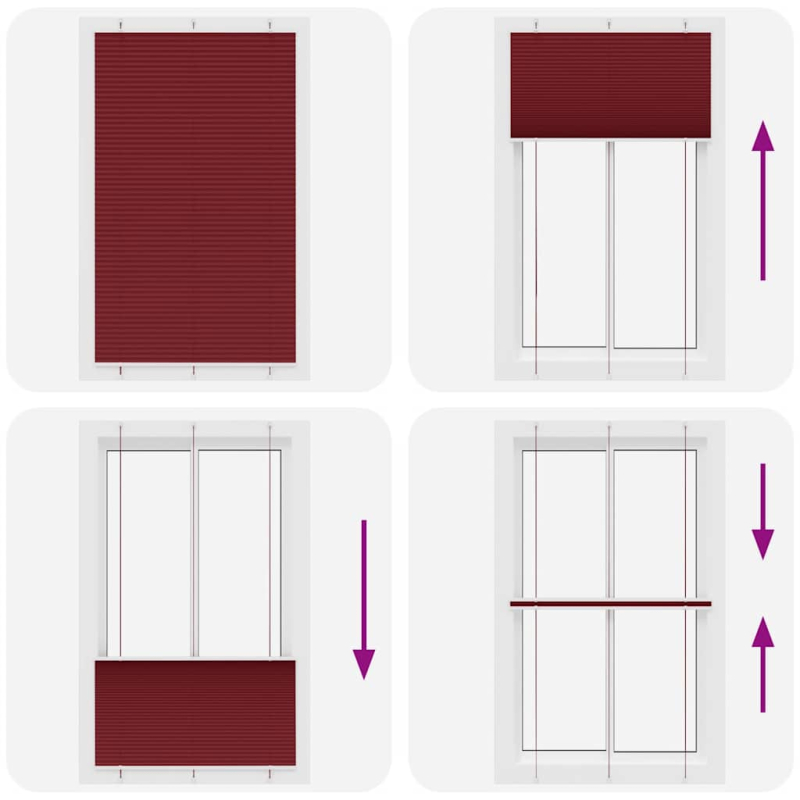 Plissee Bordeauxrot 120x200 cm Stoffbreite 119,4 cm Polyester