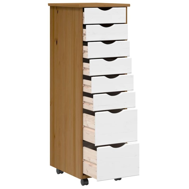 Rollschrank mit Schubladen MOSS Honigbraun Massivholz Kiefer